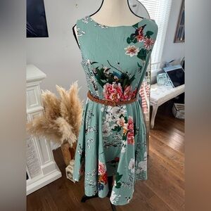 Grace Karin Teal Floral Dress